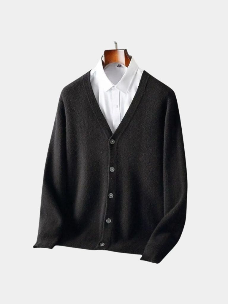 Cardigan en Laine Mérinos Col V - Cross & Crown
