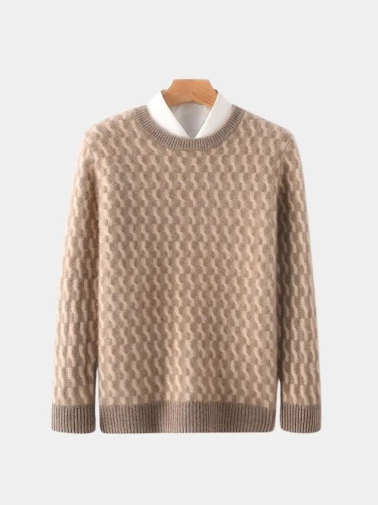 Pull géométrique col rond en laine
