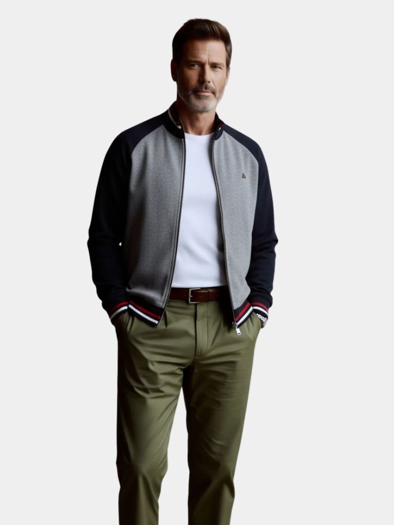Cardigan Zippé Col Montant Color Block - Cross & Crown
