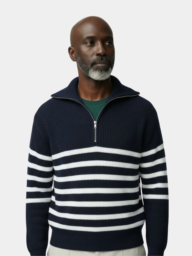 Pull zippé rayé Casual - Cross & Crown