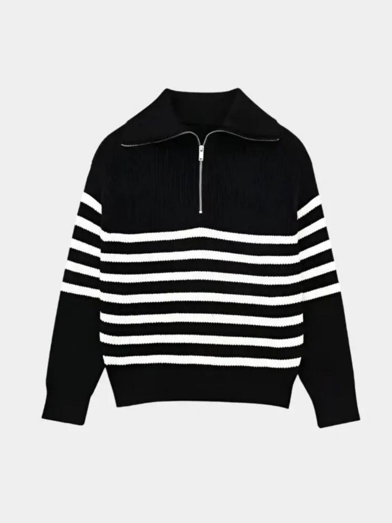 Pull zippé rayé Casual - Cross & Crown