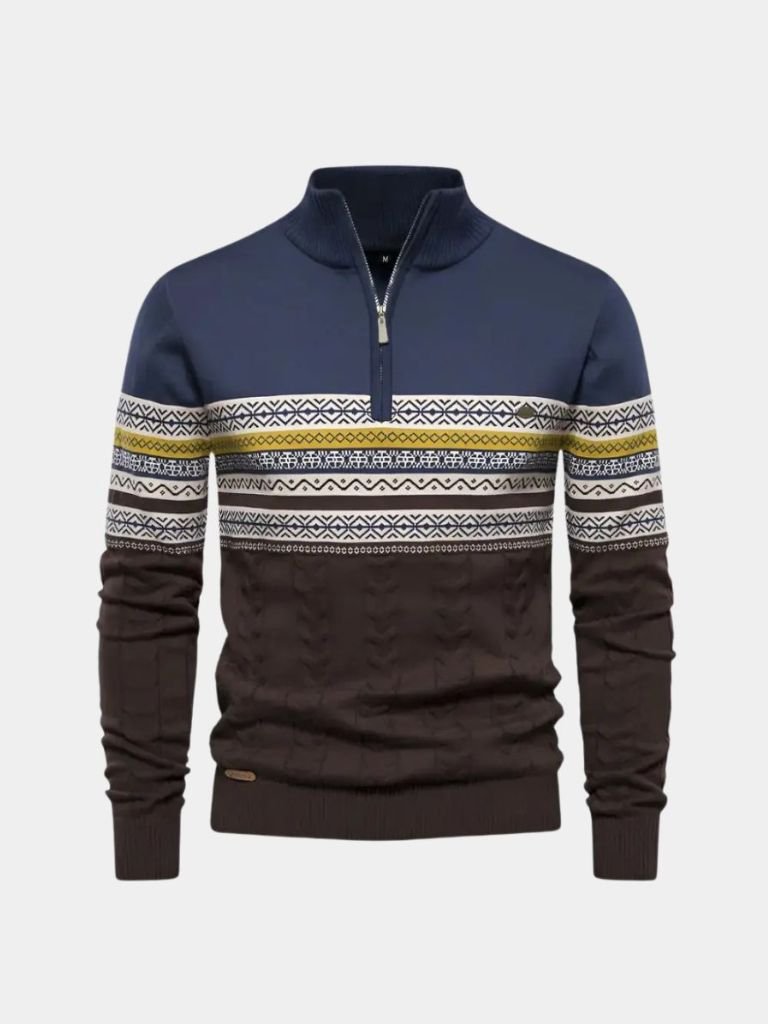 Pull Col Zippé en Maille - Cross & Crown