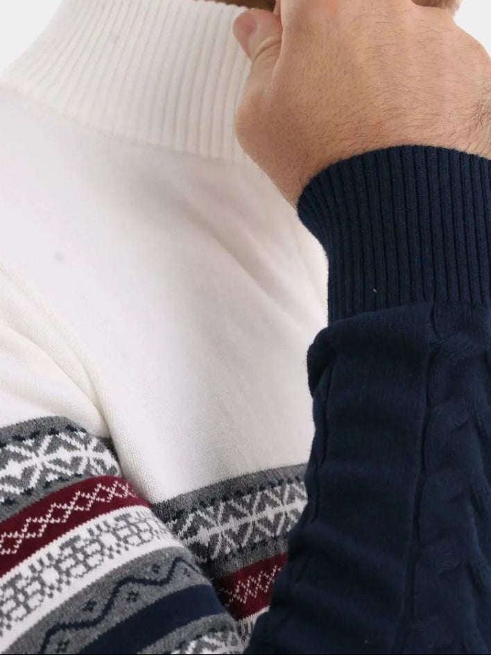 Pull Col Zippé en Maille - Cross & Crown