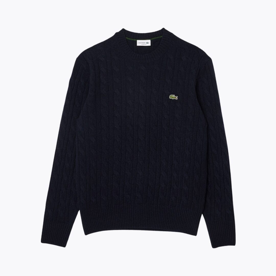 L.C Cable Knit Carded Wool Crew Neck Sweater