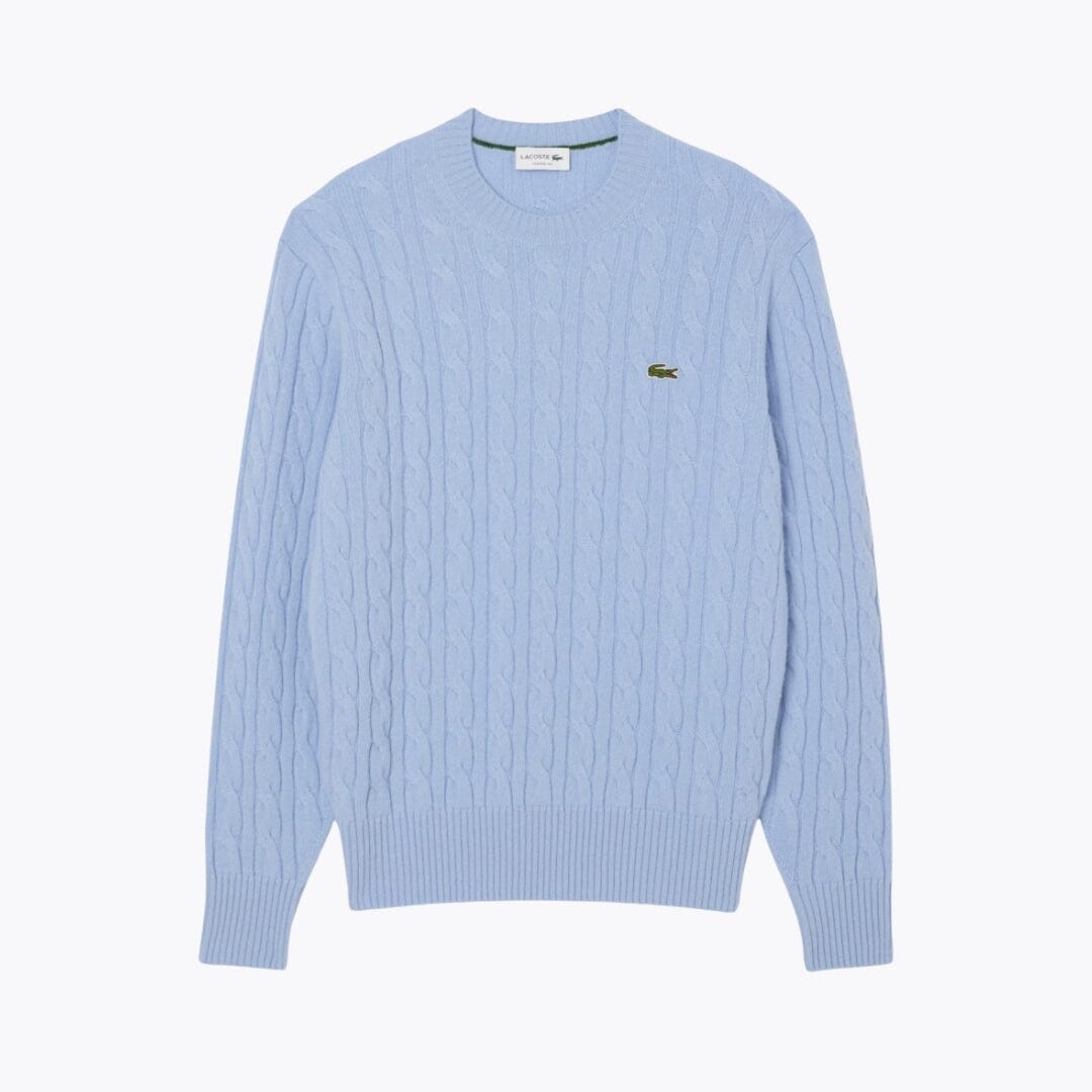 L.C Cable Knit Carded Wool Crew Neck Sweater