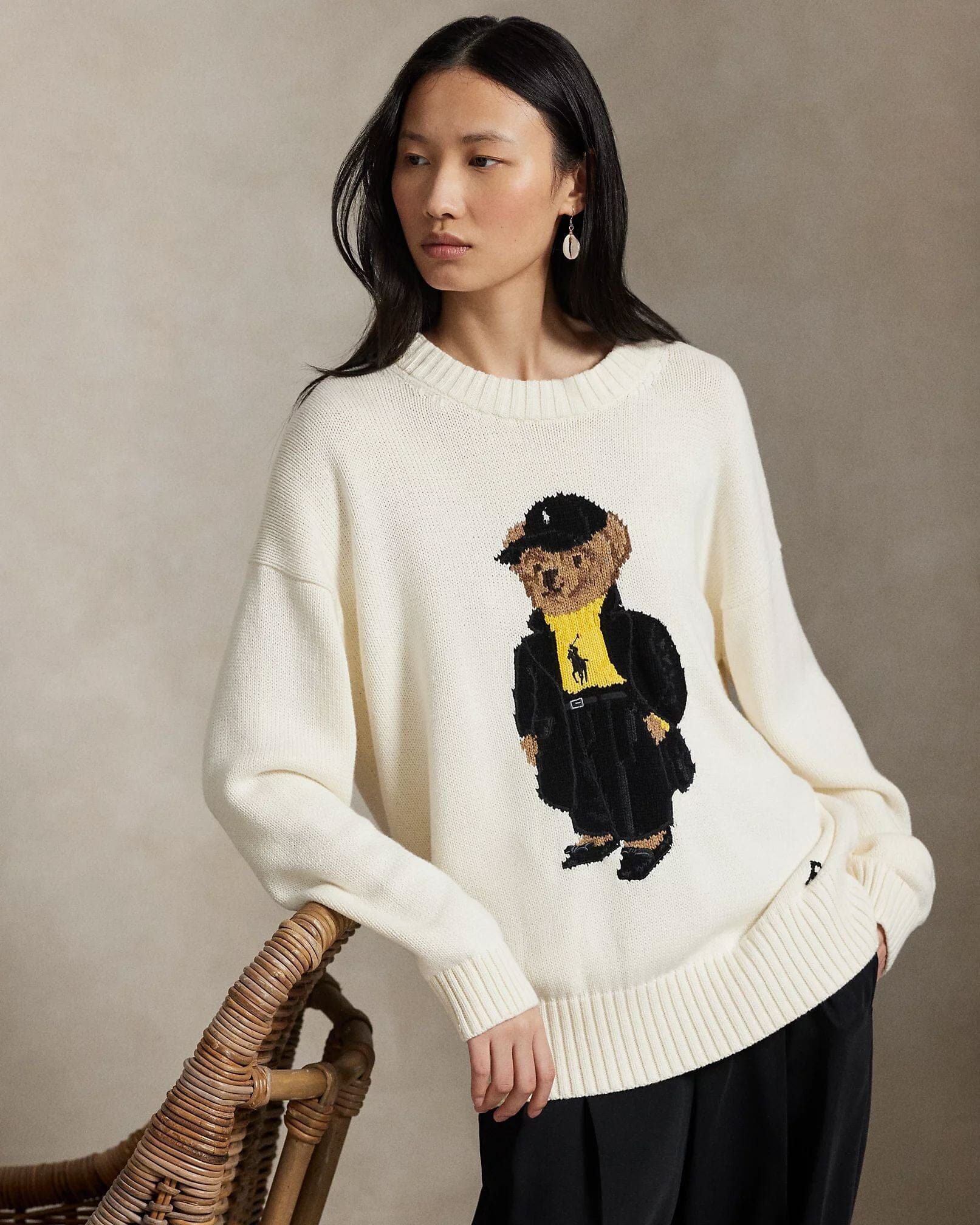 Men's Polo Bear Cotton Crewneck Sweater