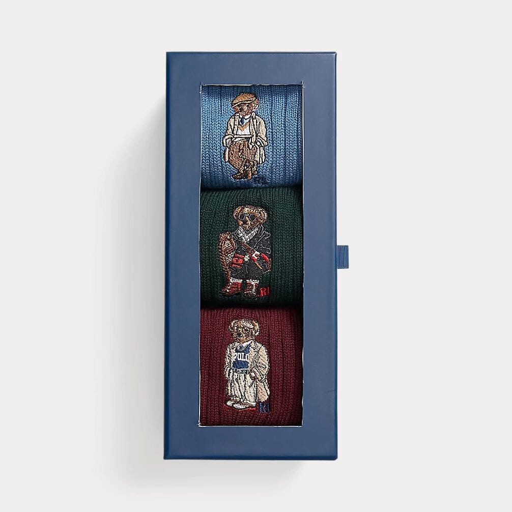 Men's Polo Bear Crew Socks 3-Gift Set