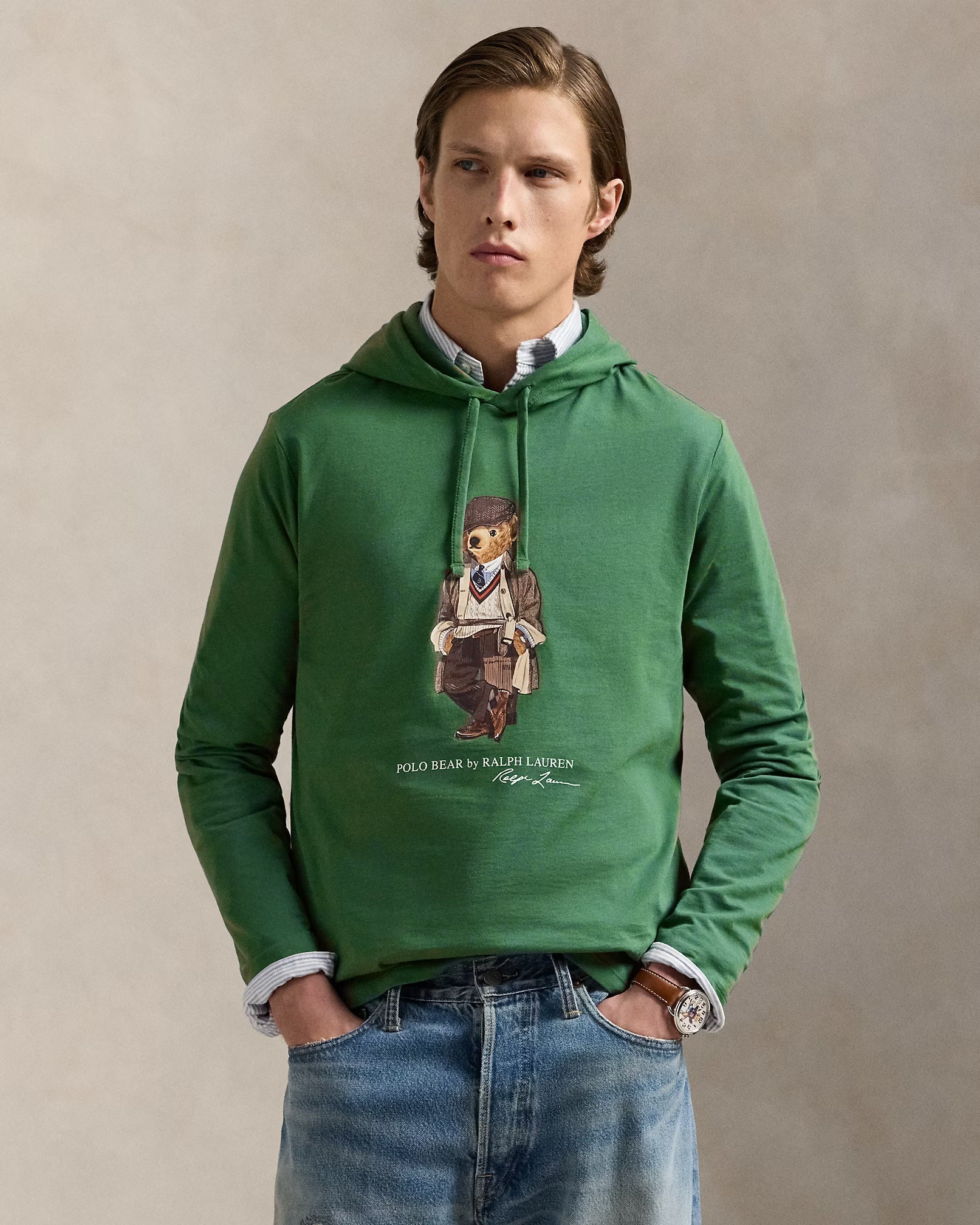 Men's Polo Bear Jersey Hoodie T-Shirt