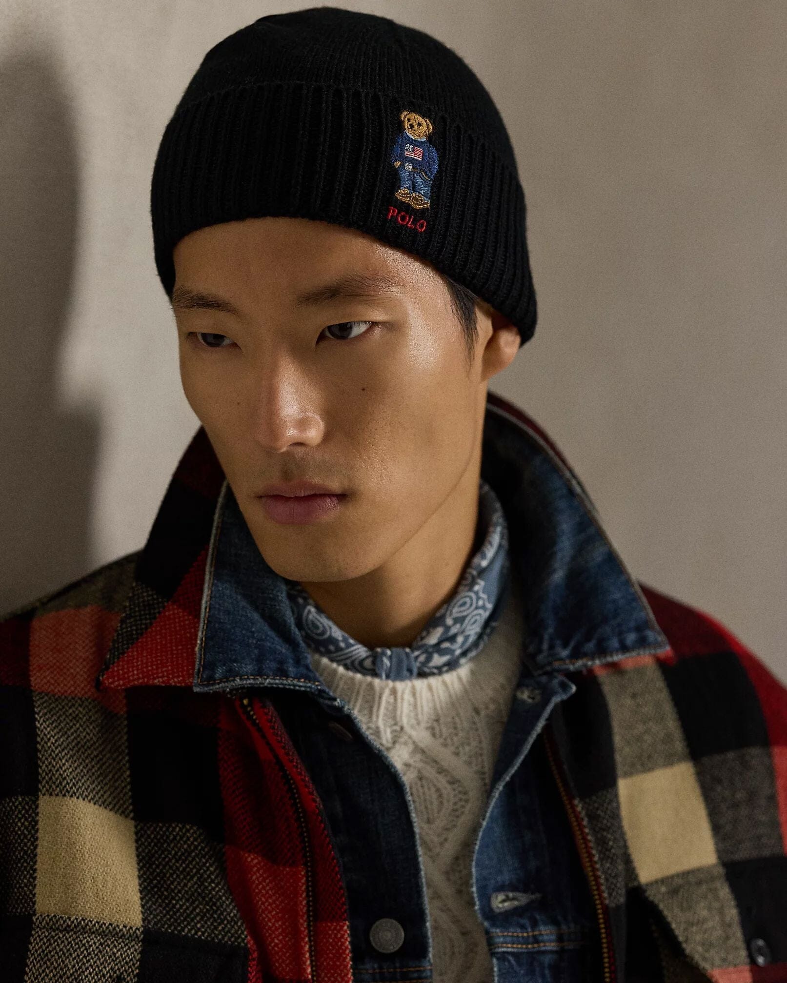 Men's Polo Bear Rib-Knit Beanie