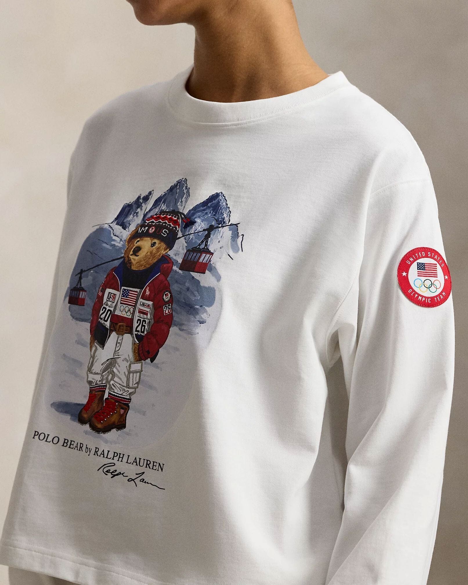 Men's Team USA Polo Bear Long-Sleeve T-Shirt