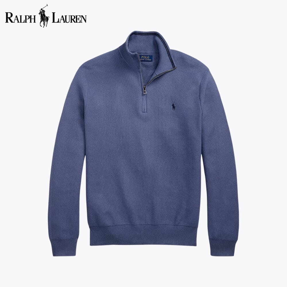Men's Mesh-Knit Cotton Quarter-Zip Sweater
