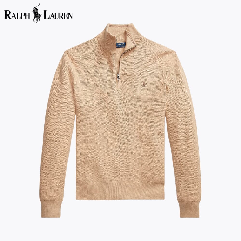 Men's Mesh-Knit Cotton Quarter-Zip Sweater
