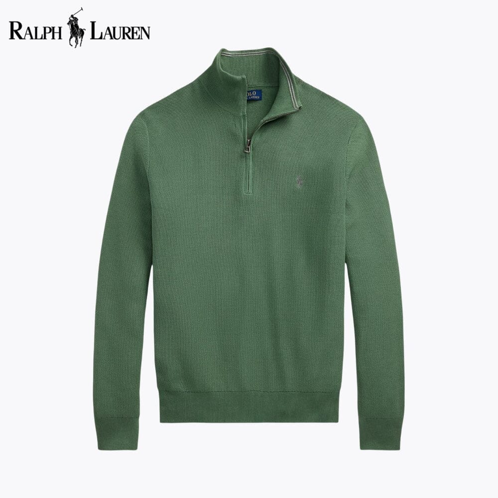 Men's Mesh-Knit Cotton Quarter-Zip Sweater