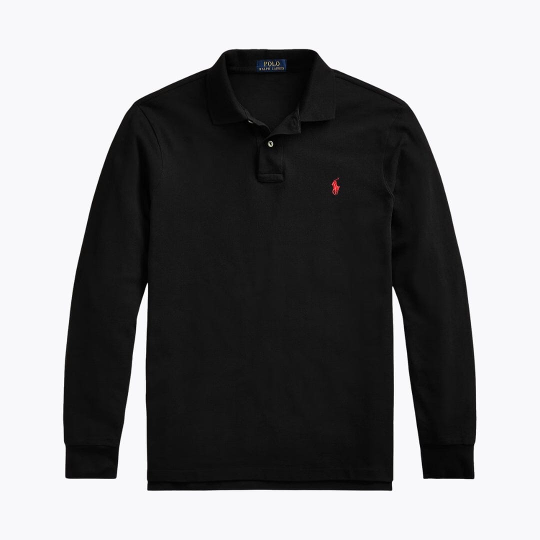 Men's Mesh Long-Sleeve Polo Shirt
