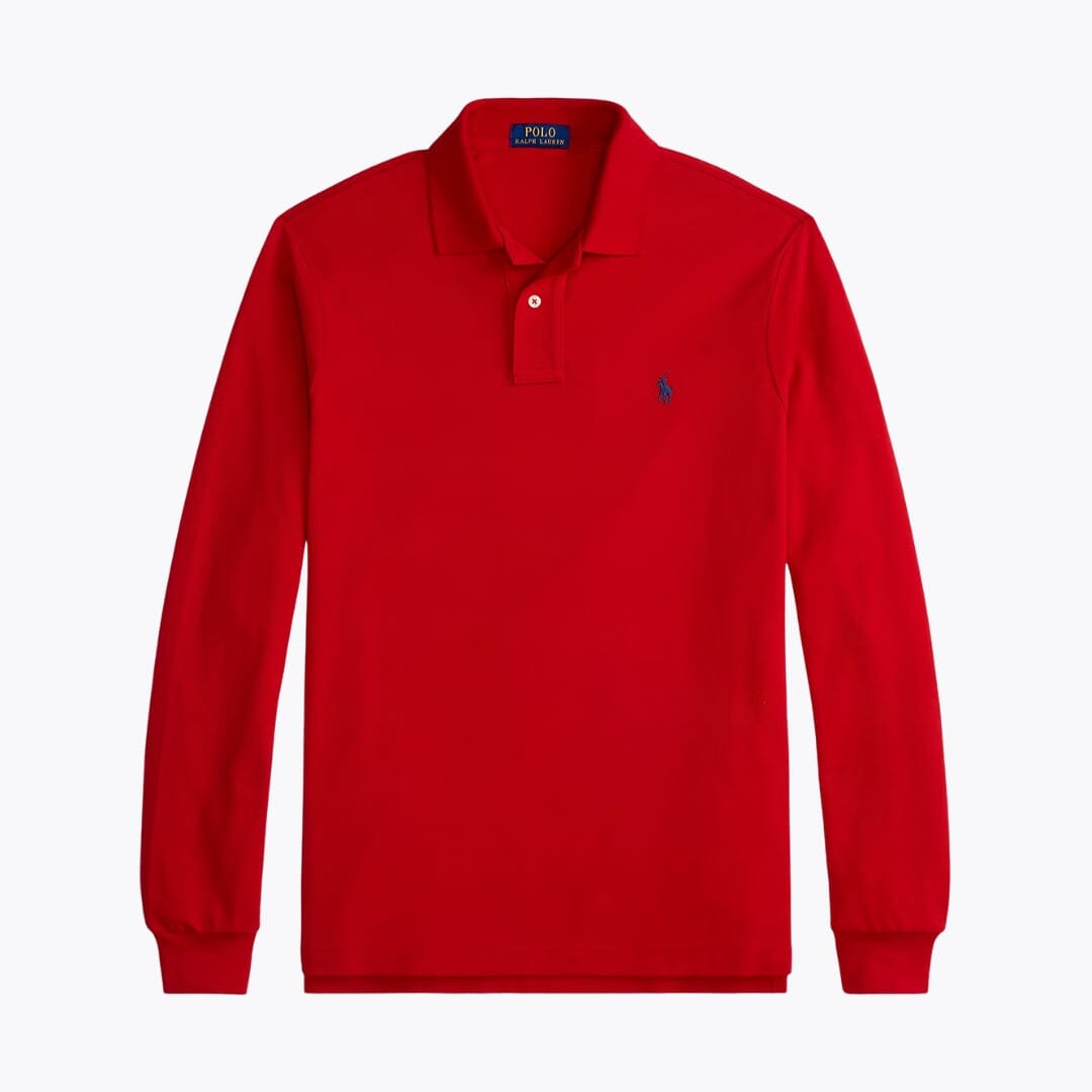 Men's Mesh Long-Sleeve Polo Shirt