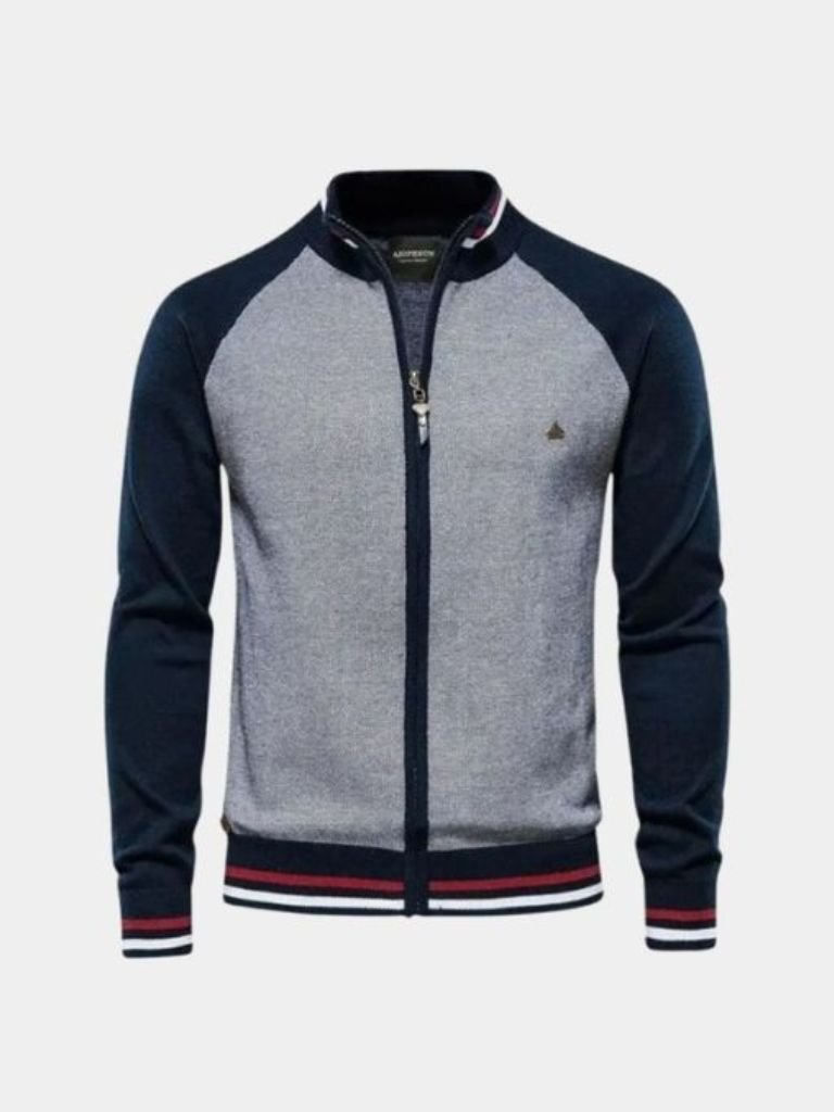 Cardigan Zippé Col Montant Color Block - Cross & Crown