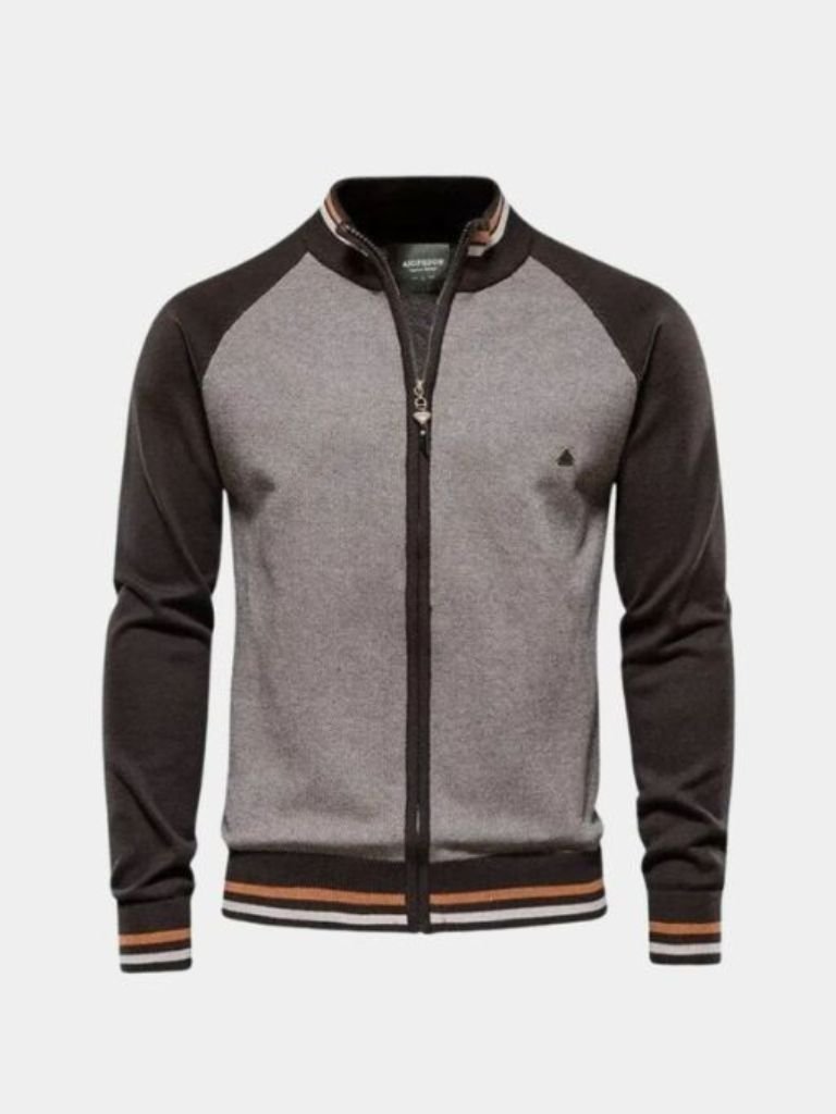 Cardigan Zippé Col Montant Color Block - Cross & Crown