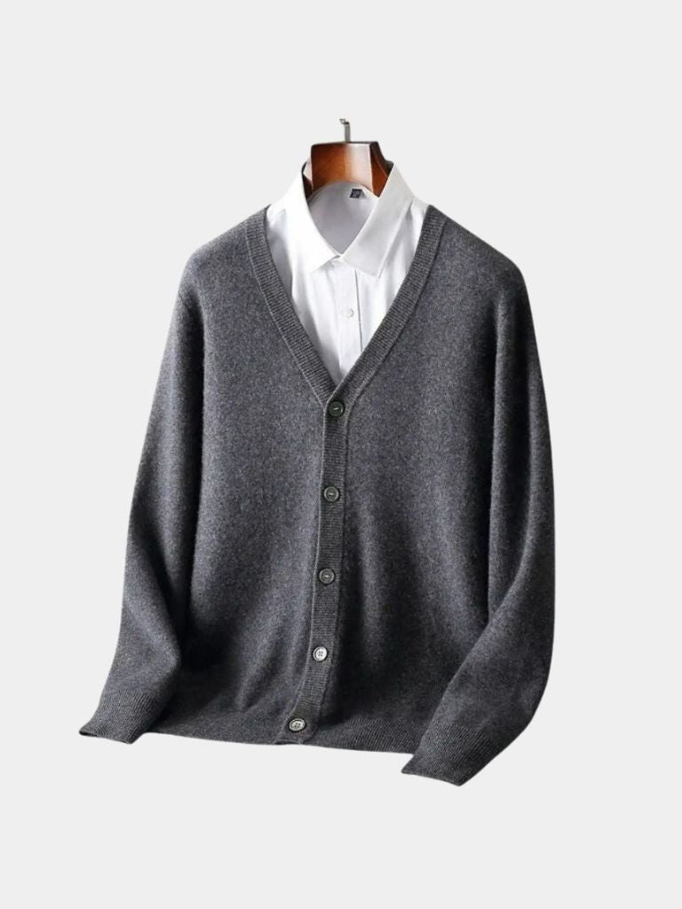 Cardigan en Laine Mérinos Col V - Cross & Crown
