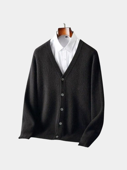 Cardigan en Laine Mérinos Col V - Cross & Crown