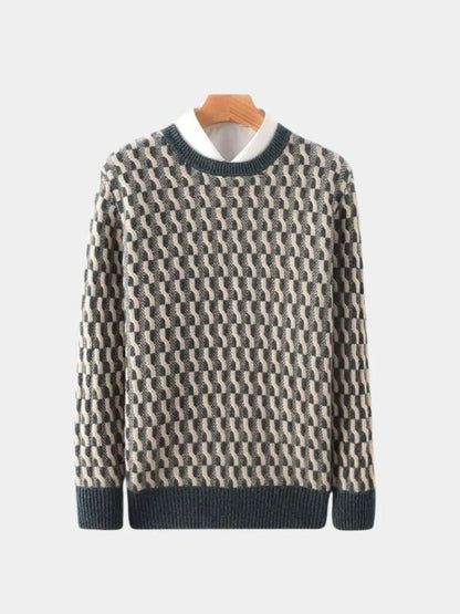 Pull géométrique col rond en laine