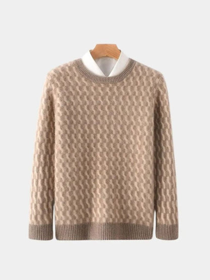 Pull géométrique col rond en laine
