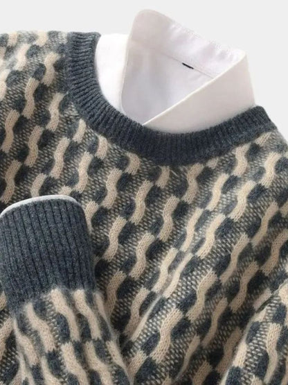 Pull géométrique col rond en laine