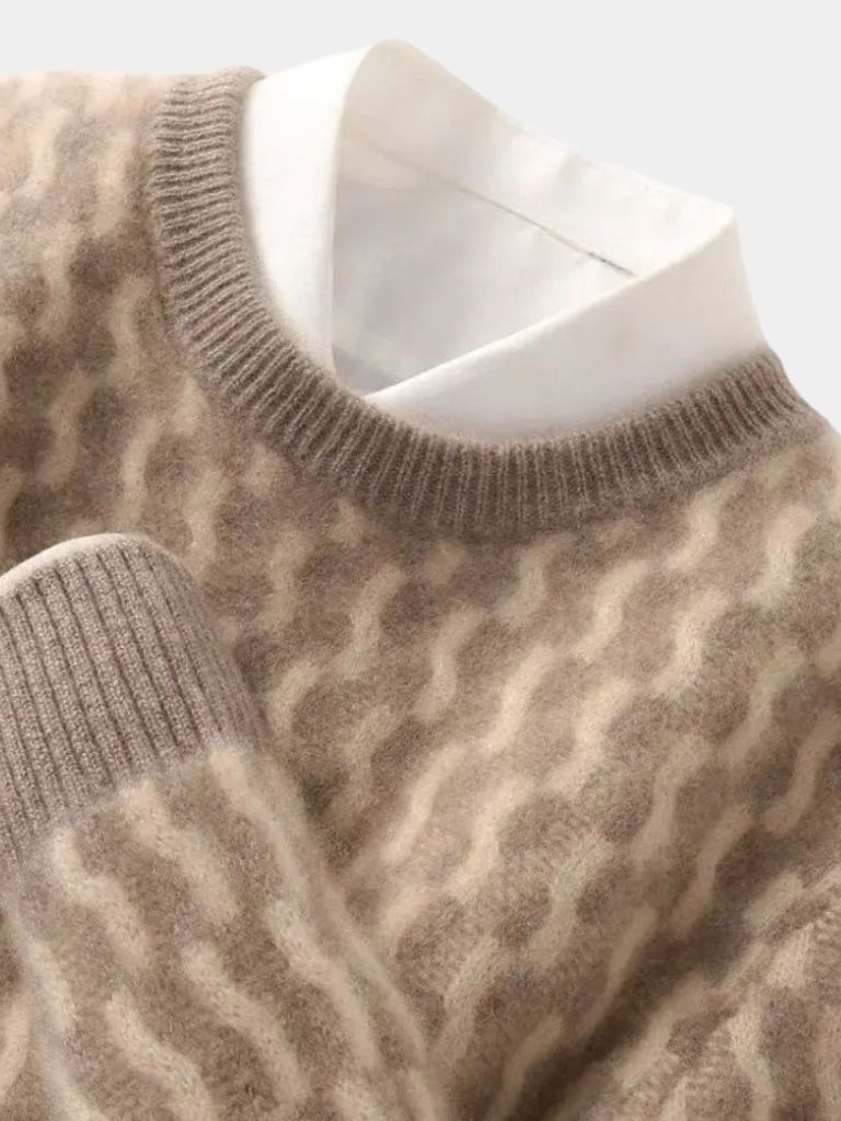 Pull géométrique col rond en laine
