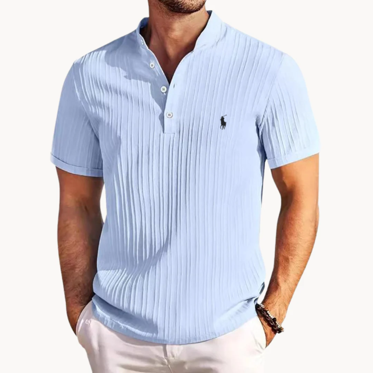 L.C Ribbed Henley Shirt - Clearance Sale