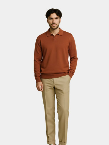 Pull Polo Col V en Laine - Cross & Crown