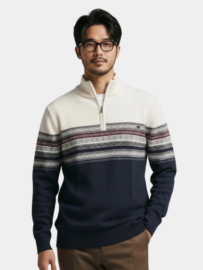 Pull Col Zippé en Maille - Cross & Crown