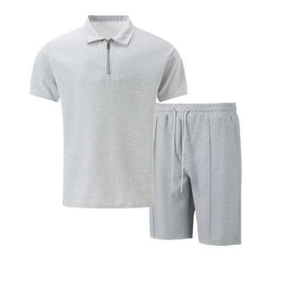 IBIZA Co-Ord Set – Zip Neck Polo & Soft Knit Shorts