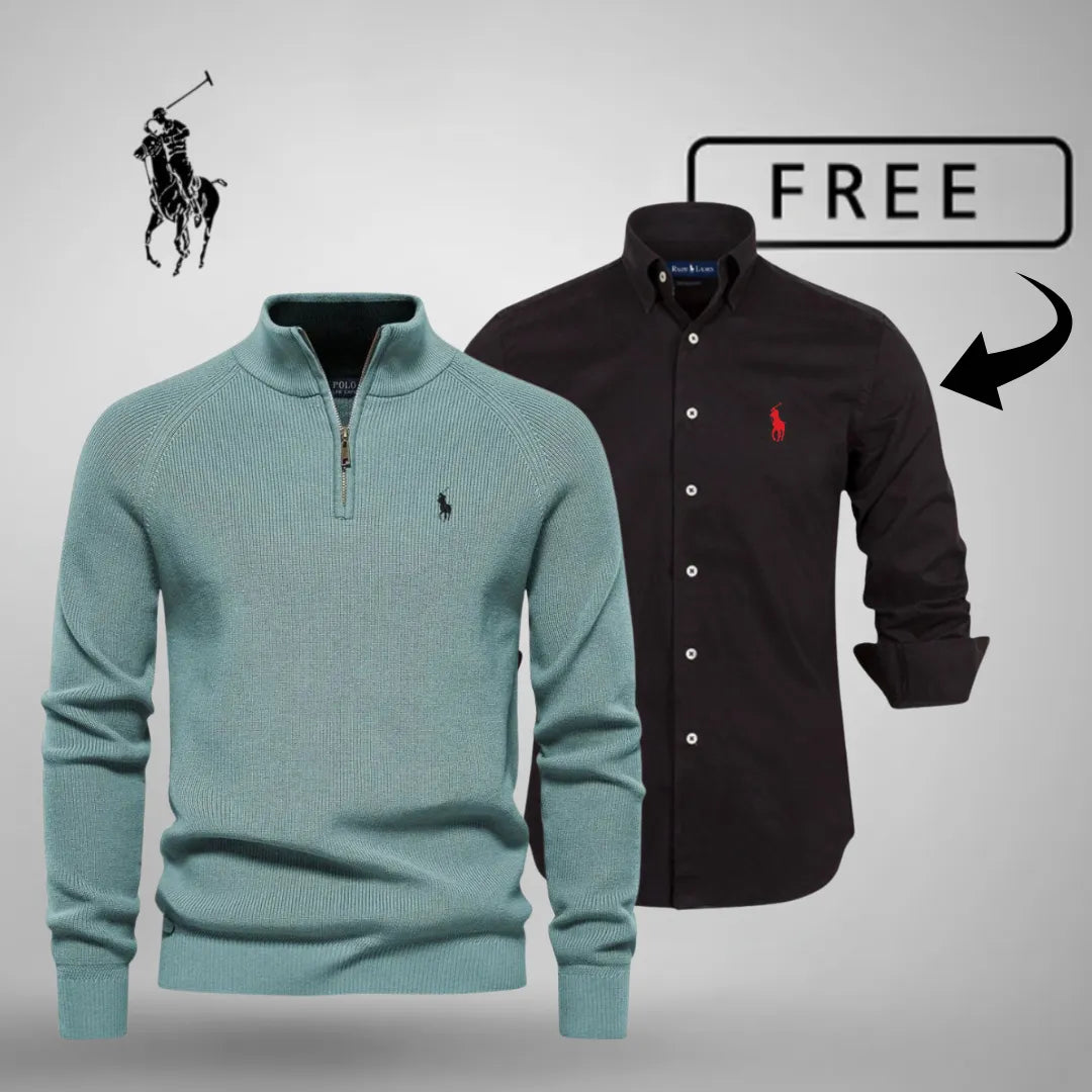 Men's Style & Comfort Premium – Half-Zip Jumper + FREE Classic Shirt