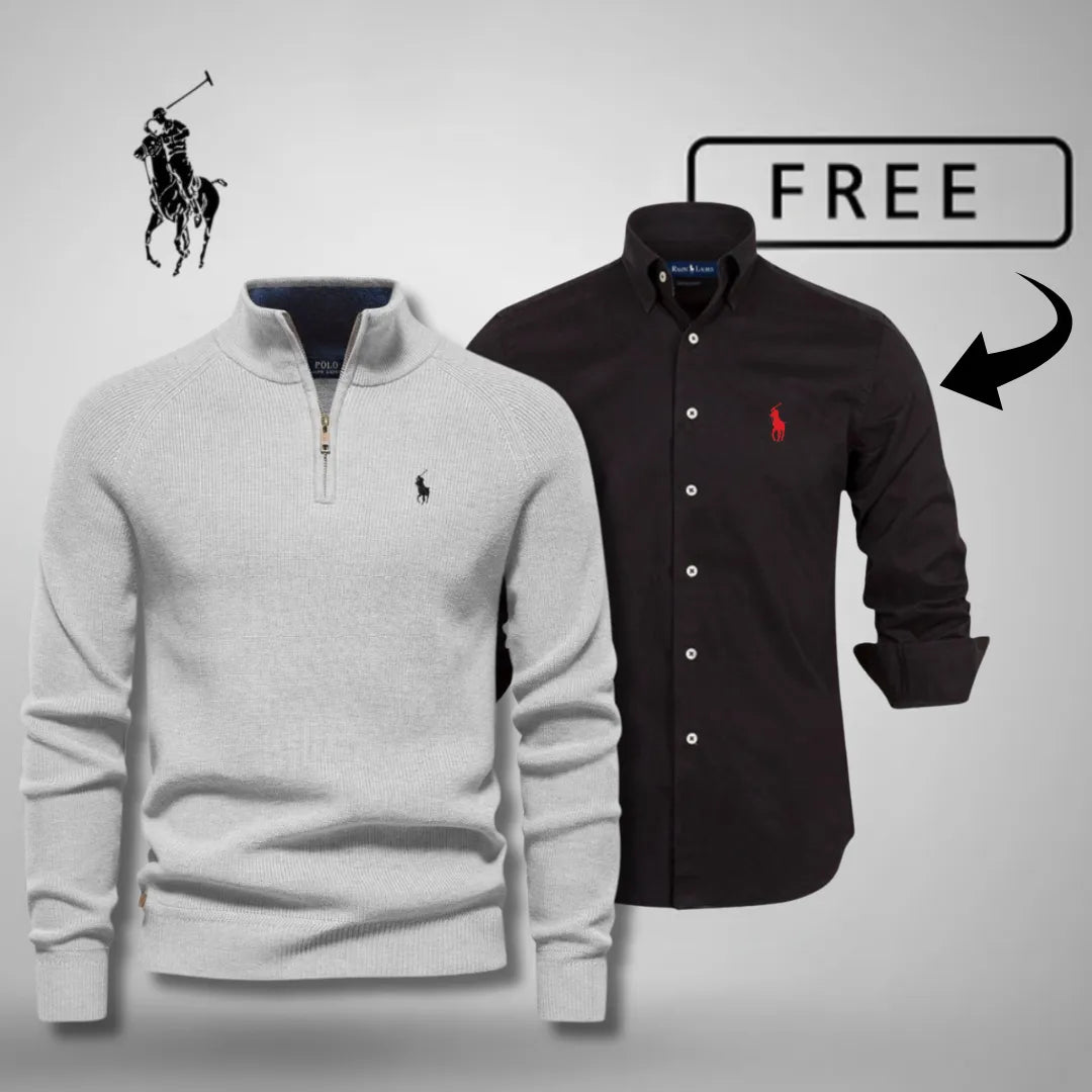 Men's Style & Comfort Premium – Half-Zip Jumper + FREE Classic Shirt