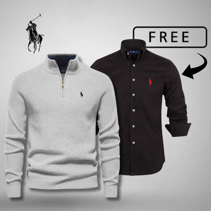 Men's Style & Comfort Premium – Half-Zip Jumper + FREE Classic Shirt