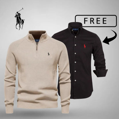 Men's Style & Comfort Premium – Half-Zip Jumper + FREE Classic Shirt