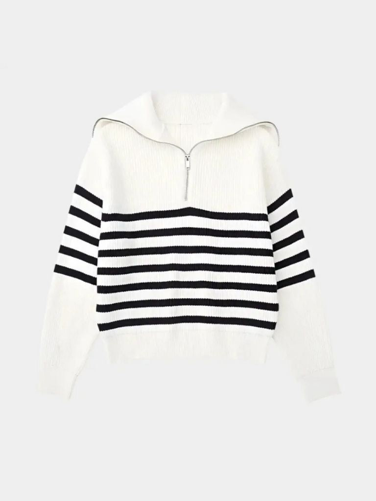 Pull zippé rayé Casual - Cross & Crown
