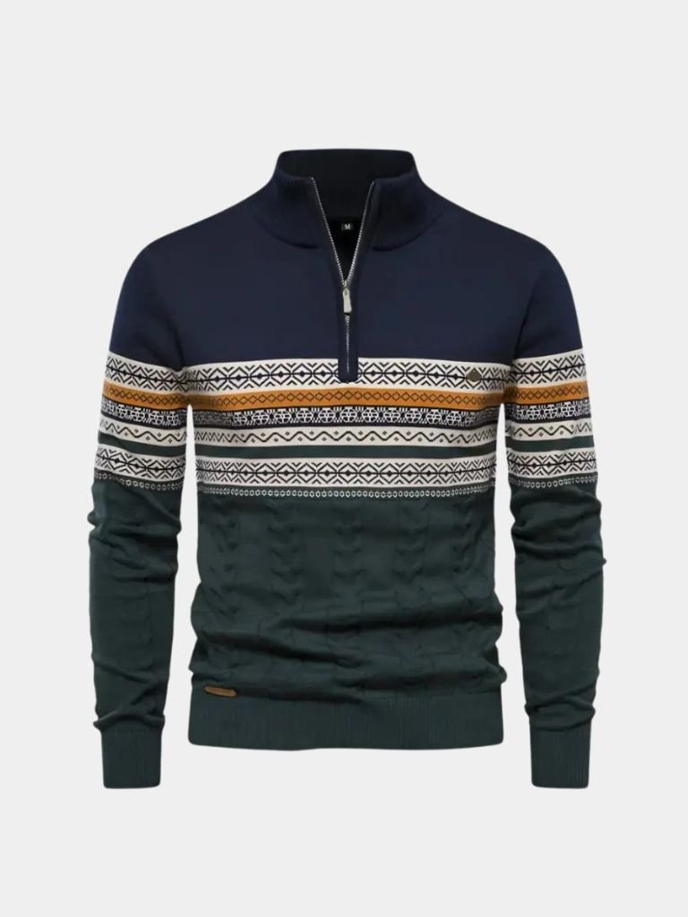 Pull Col Zippé en Maille - Cross & Crown