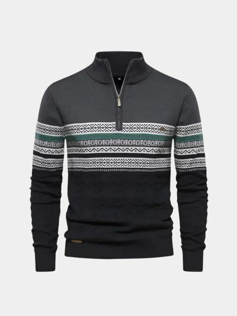 Pull Col Zippé en Maille - Cross & Crown