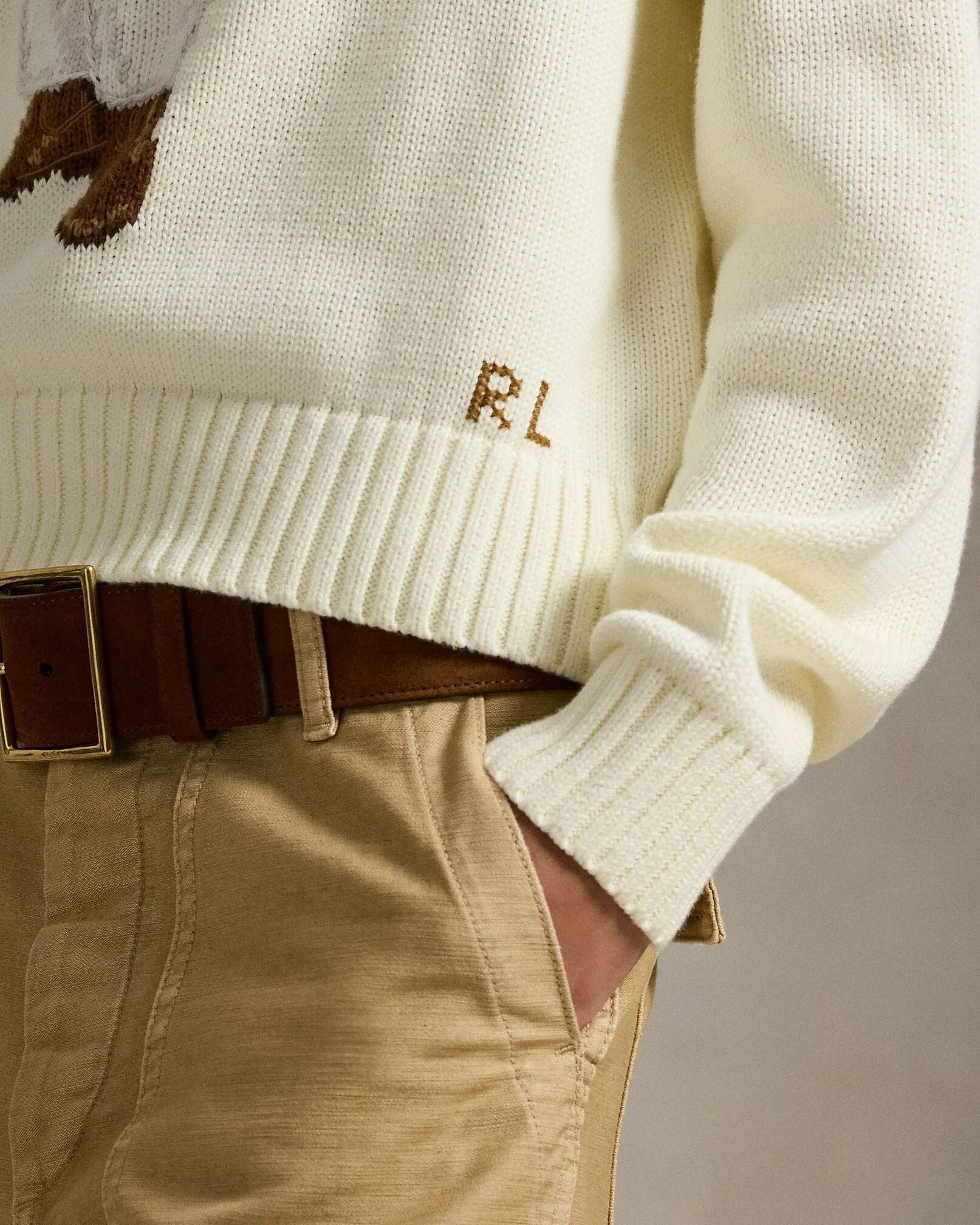 Men's Polo Bear Cotton Crewneck Sweater