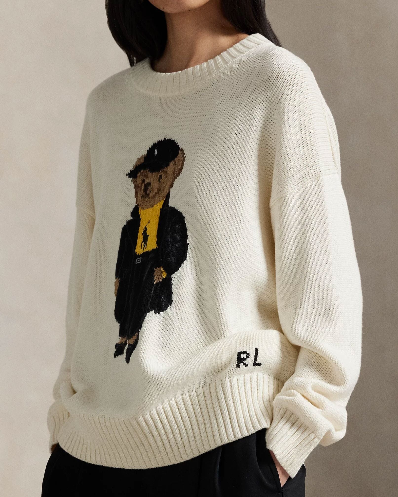 Men's Polo Bear Cotton Crewneck Sweater