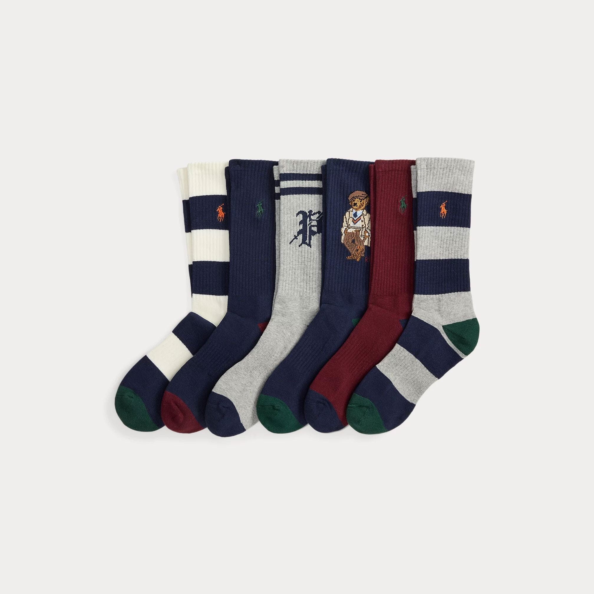 Men's Polo Bear Cotton-Blend Crew Socks 6-Pack
