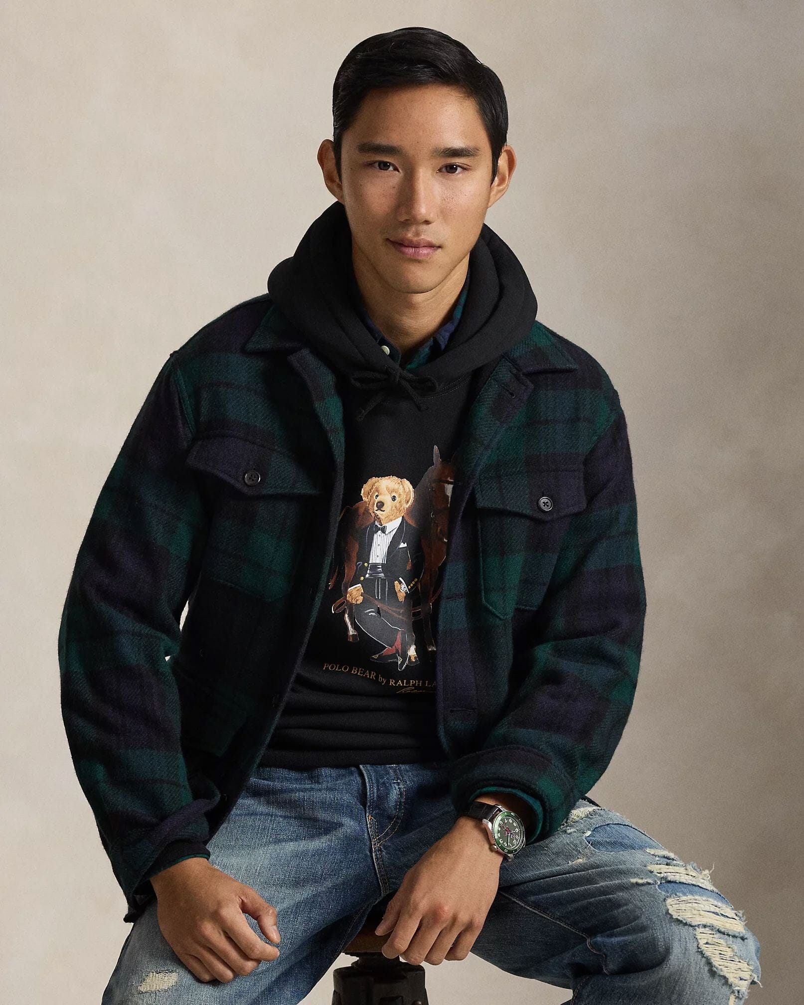 Men's Polo Bear Fleece Hoodie