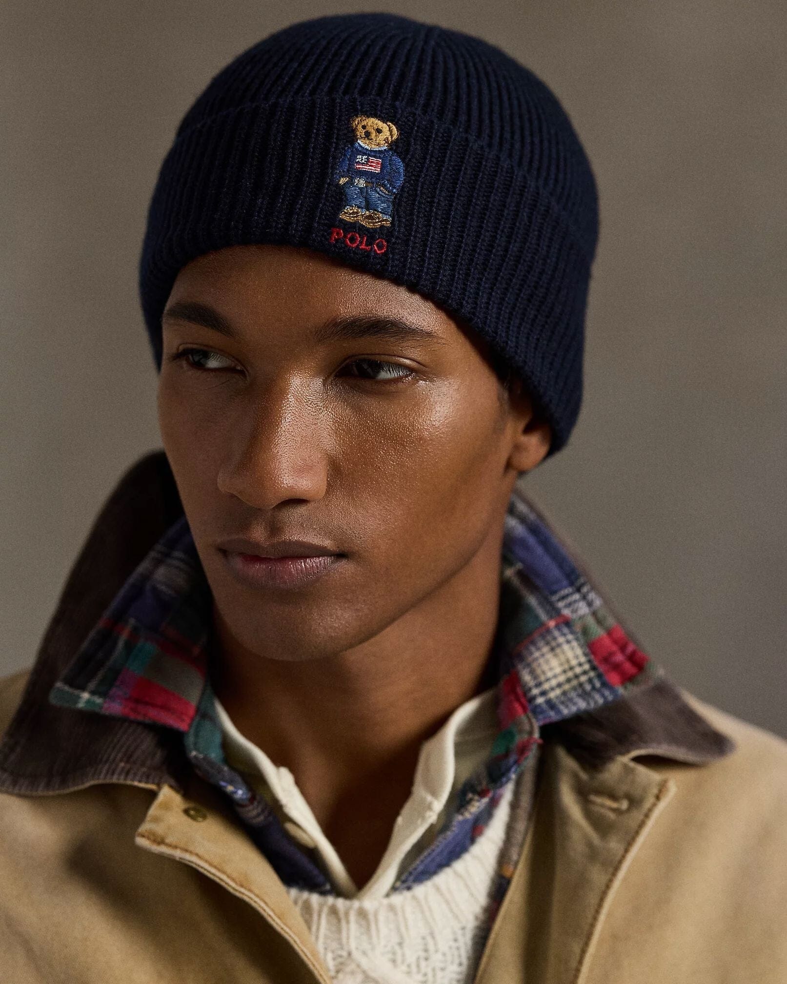 Men's Polo Bear Rib-Knit Beanie