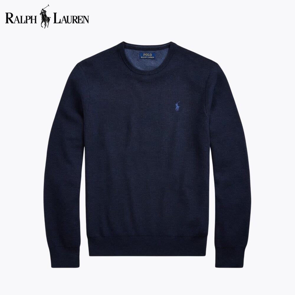 Men's Mesh-Knit Cotton Crewneck Sweater