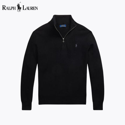 Men's Mesh-Knit Cotton Quarter-Zip Sweater