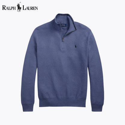 Men's Mesh-Knit Cotton Quarter-Zip Sweater