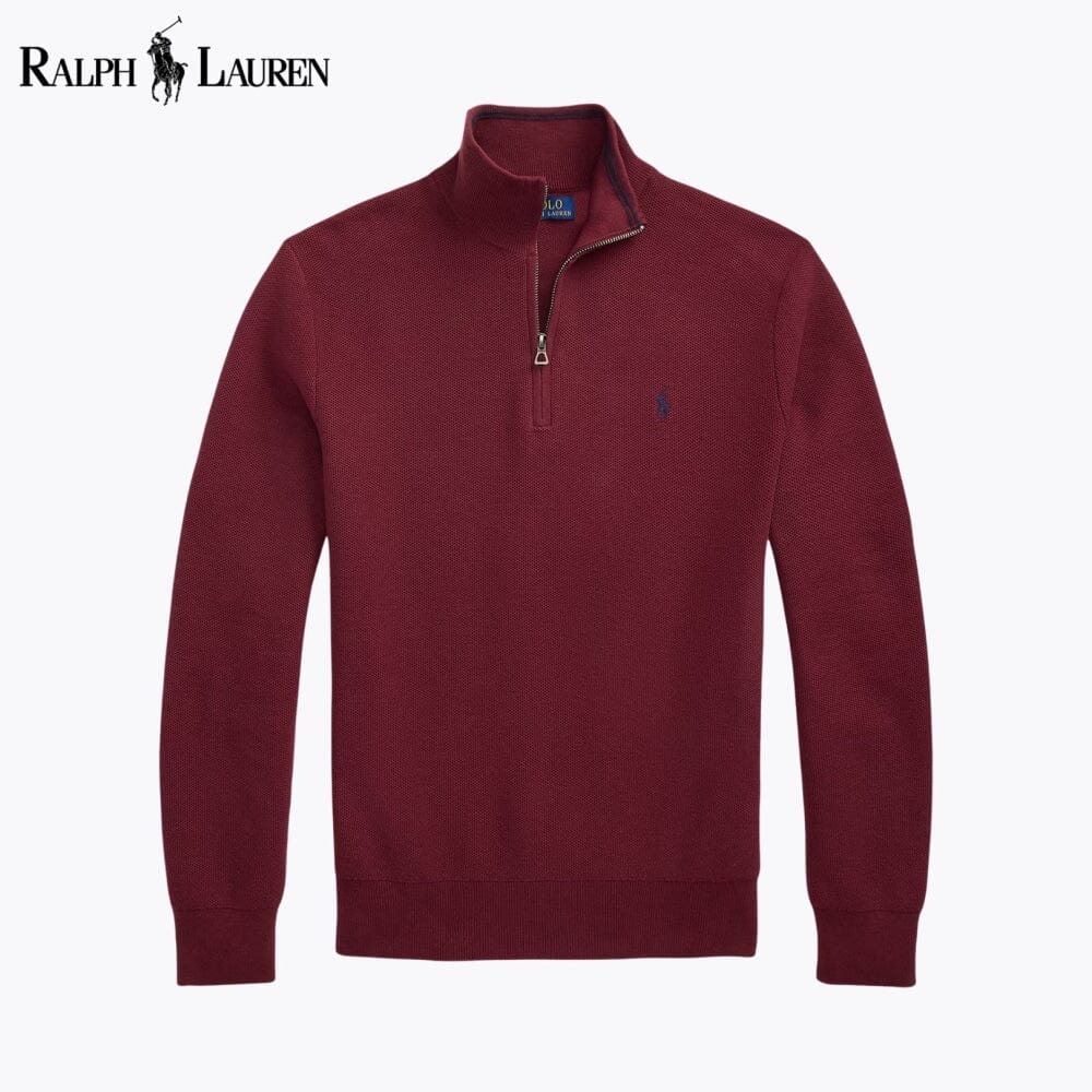 Men's Mesh-Knit Cotton Quarter-Zip Sweater