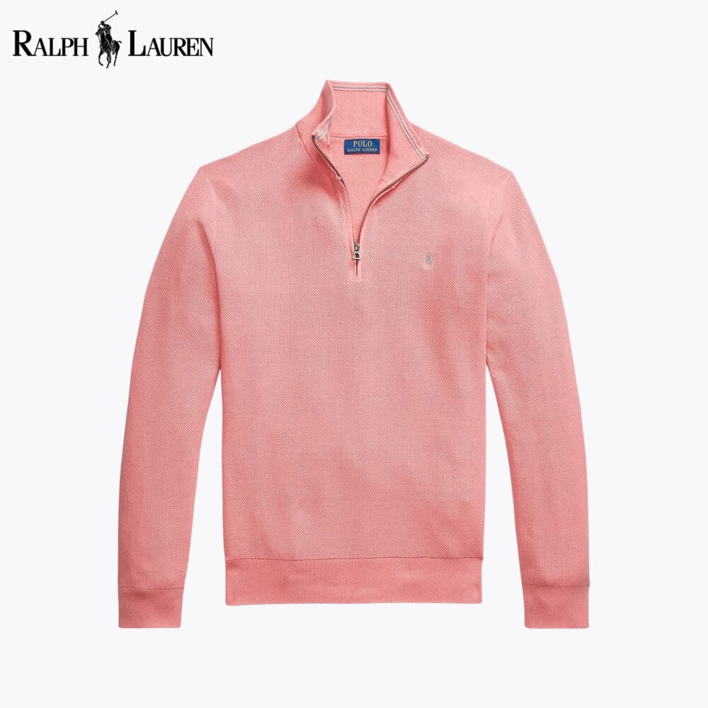 Men's Mesh-Knit Cotton Quarter-Zip Sweater