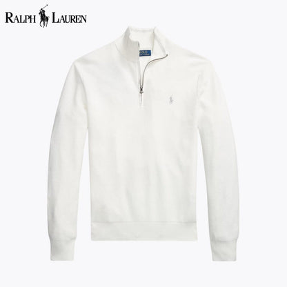 Men's Mesh-Knit Cotton Quarter-Zip Sweater