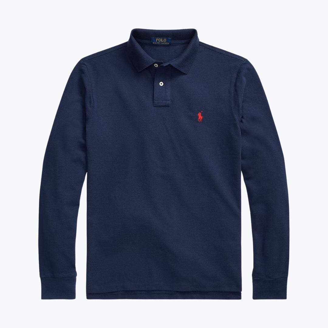 Men's Mesh Long-Sleeve Polo Shirt